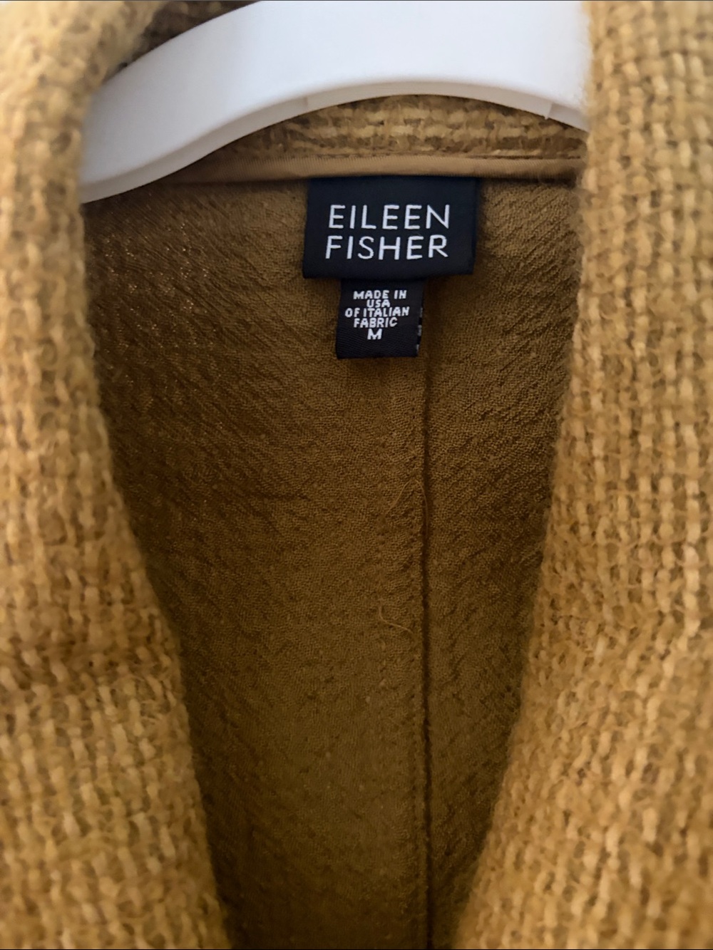 EILEEN FISHER Textured Mustard Wool-Blend Blazer - Picture 2 of 3